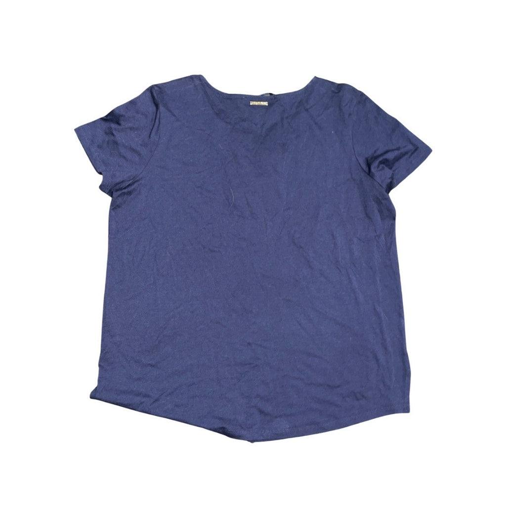 Michael Kors Top Blouse Jersey Short Sleeve Nautical Navy Blue Size Large