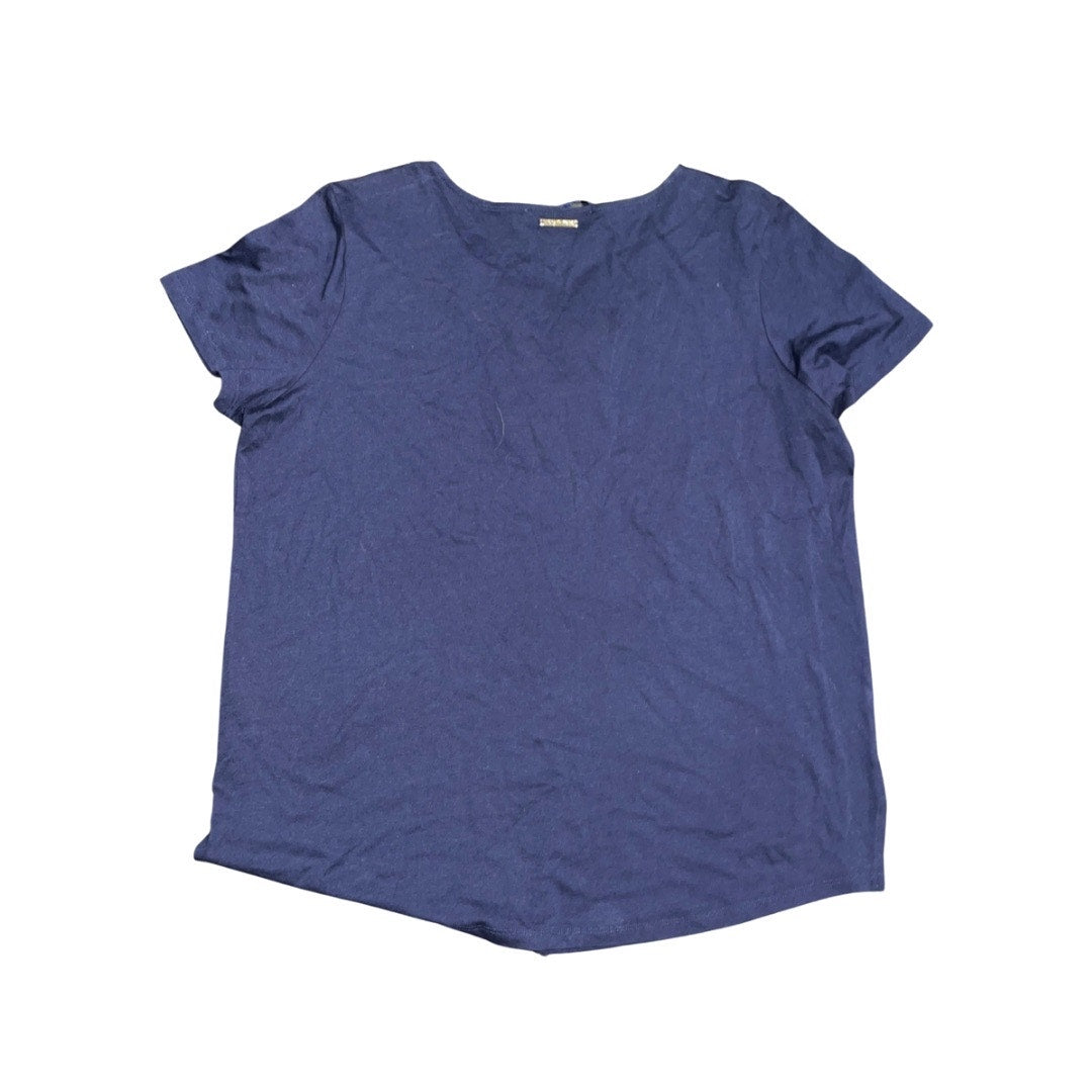 Michael Kors Top Blouse Jersey Short Sleeve Nautical Navy Blue Size Large