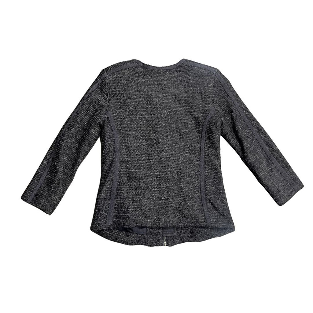 Ann Taylor Blue Marled Wool Blend Zip Sweater Jacket Size Small Career Office