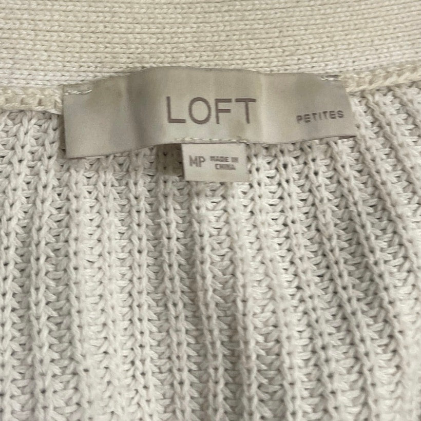 Loft Petites Saddie Sleeve V-Neck Knit Button up Pocket Cardigan Sweater SZ MP