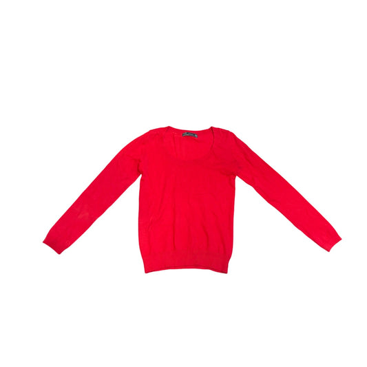 Zara Red Cotton Blend Fitted Sweater Size Medium