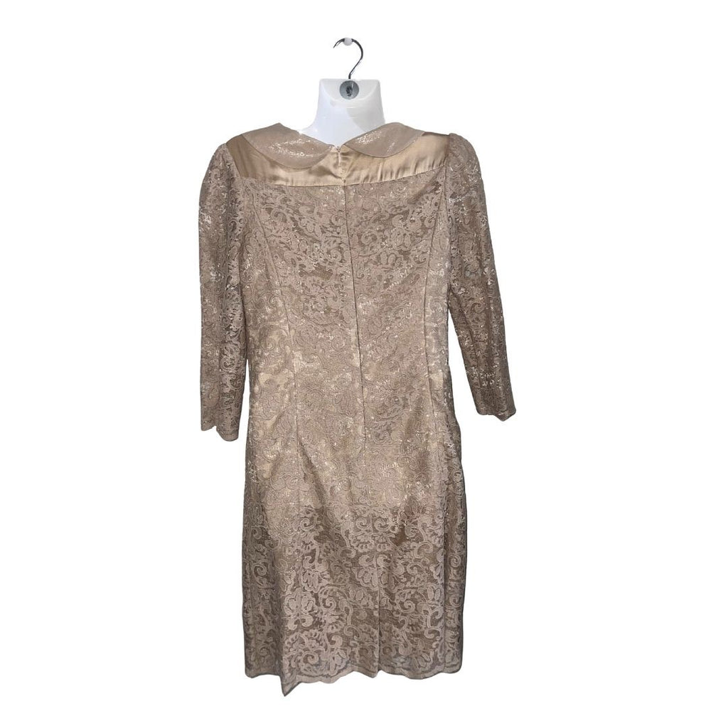 Lancy From 25 Collection Champagne Gold Lace Overlay Cocktail Wedding Prom Dress