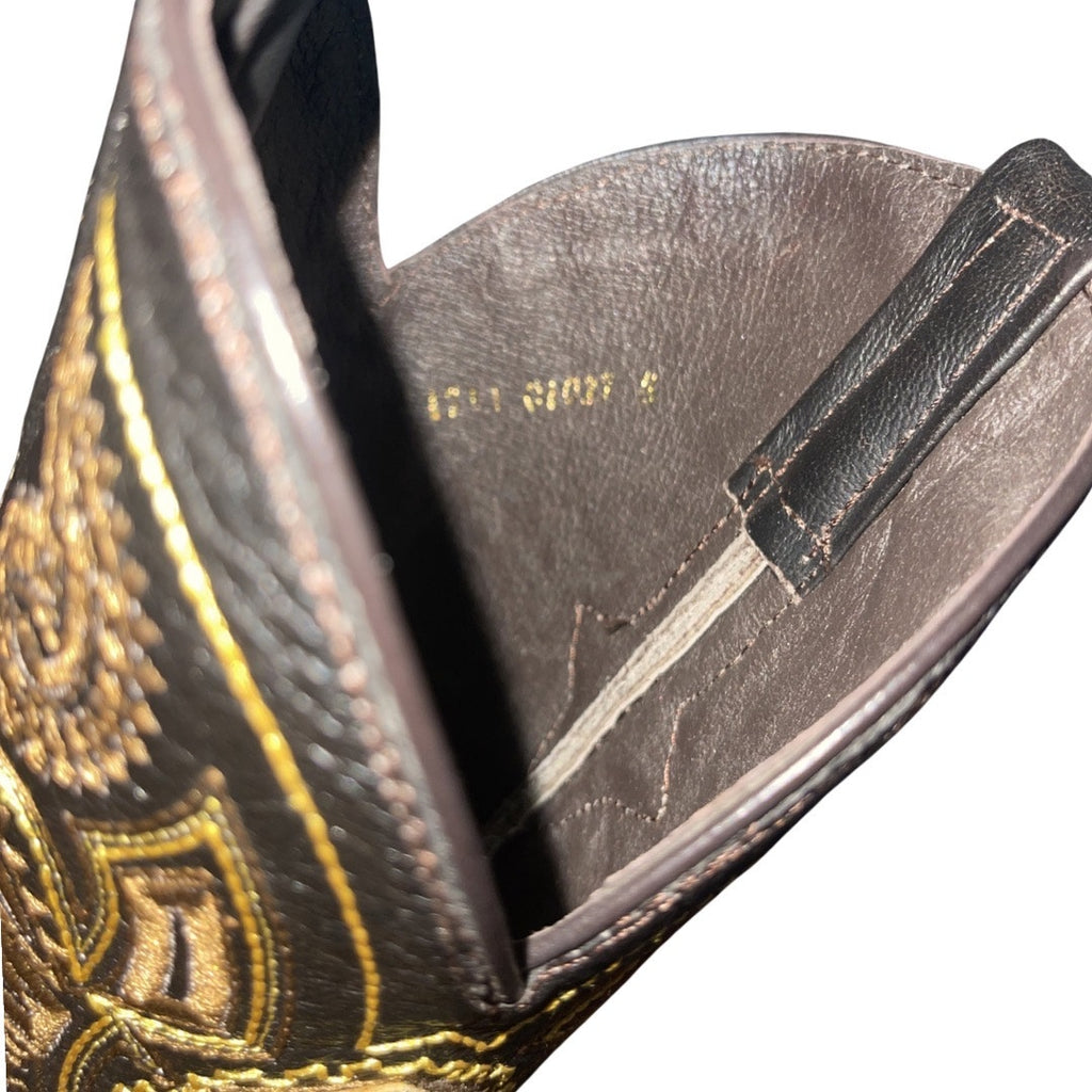 El General Western Cowboy Leather Boots Two Toned Embroidered Shaft Size 8 Rodeo