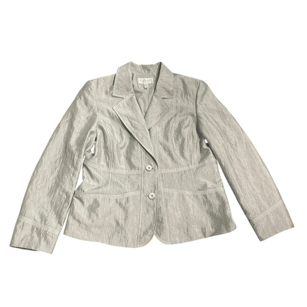 Conrad C Collection Metallic Gray Two Button Blazer Plus SZ 14 Career Office
