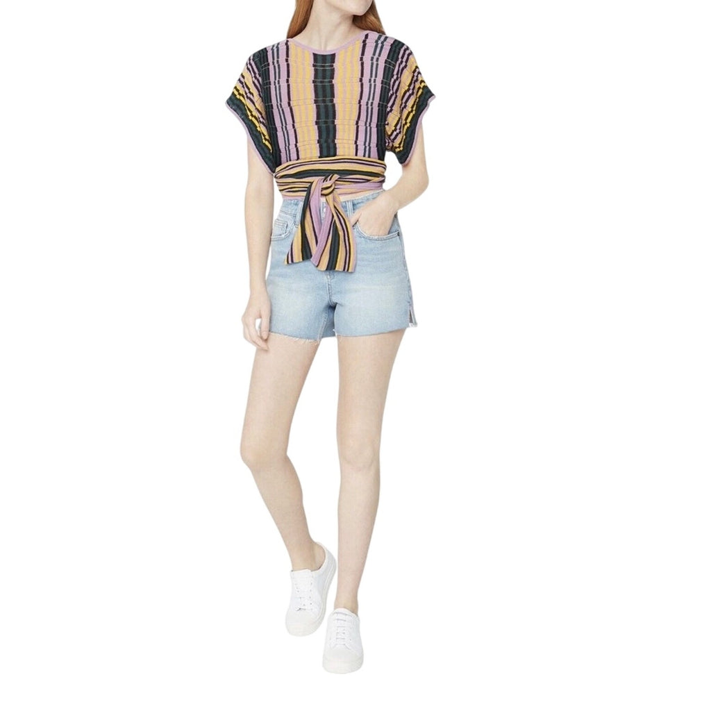 BCBGeneration Striped Crochet Knit Dolman Sleeves Top SZ M NWT Retro