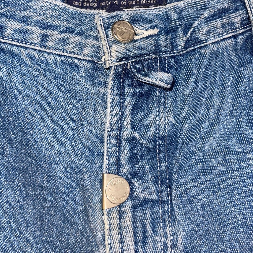 Vintage Mens Pure Playaz Jeans Baggy Shorts Carpenter SZ 36 90s Y2K 100% Cotton