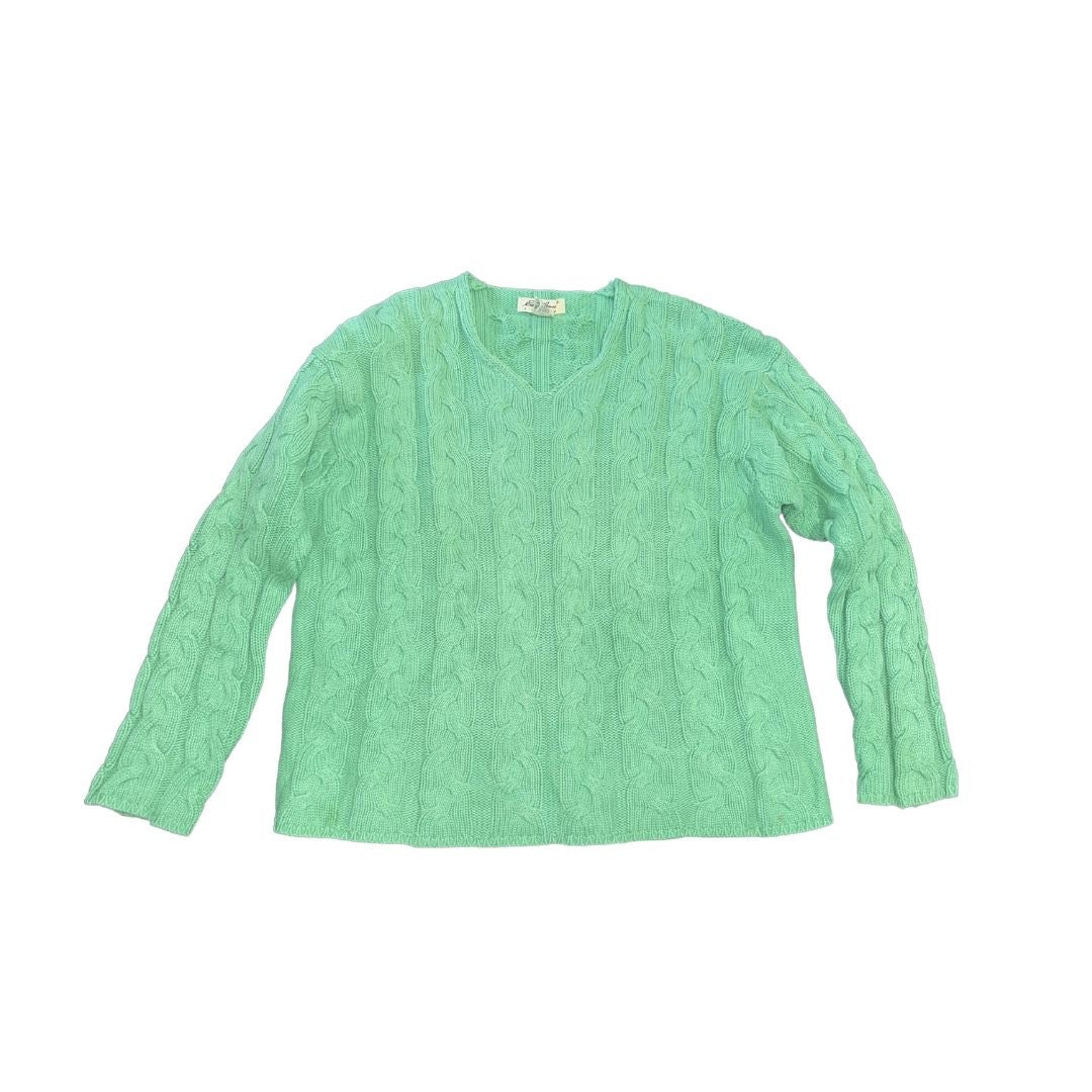 Eddie Bauer Cable Knit Green Pullover Sweater Size Medium 90s Vintage Casual