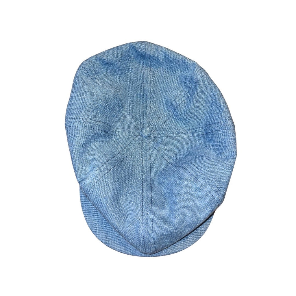 Brixton Classics Brood Newsboy Cap Size Washed Denim Size Large Metal Crest Pin