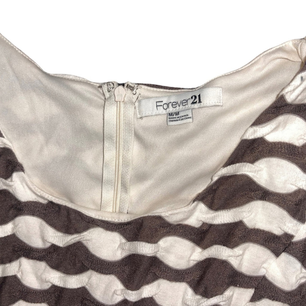 Forever 21 mini sleeveless dress black and white wavy pattern bodycon size M