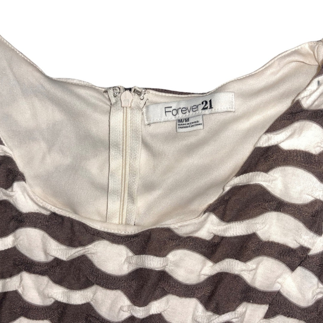 Forever 21 mini sleeveless dress black and white wavy pattern bodycon size M