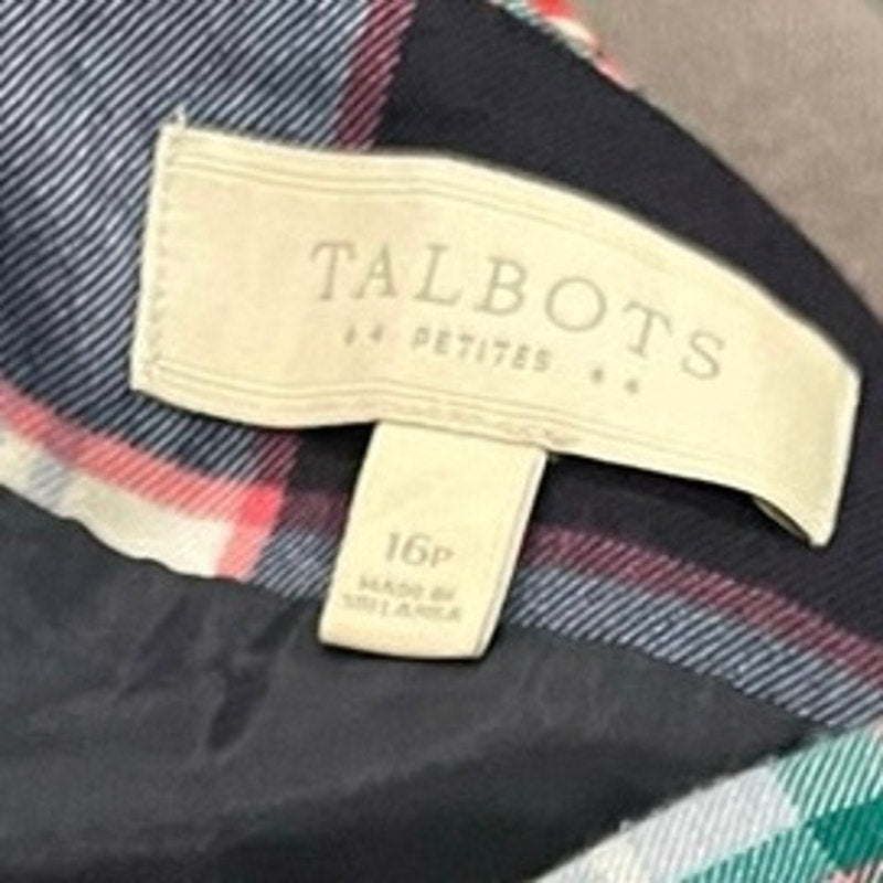 Talbots Petite Plaid Skirt Slit Pockets Size 16P Academia Preppy School Girl
