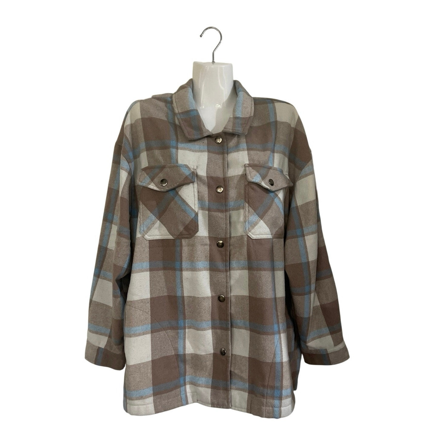 HFX Plaid Flannel Shirt Jacket Shacket Size Large Relaxed Fit Streetwear Outdoor