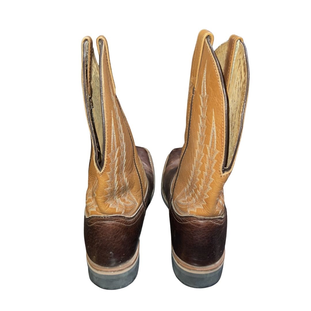 Laredo Cowboy Western Leather Boots Two Toned Size 10 Square Toe Rodeo