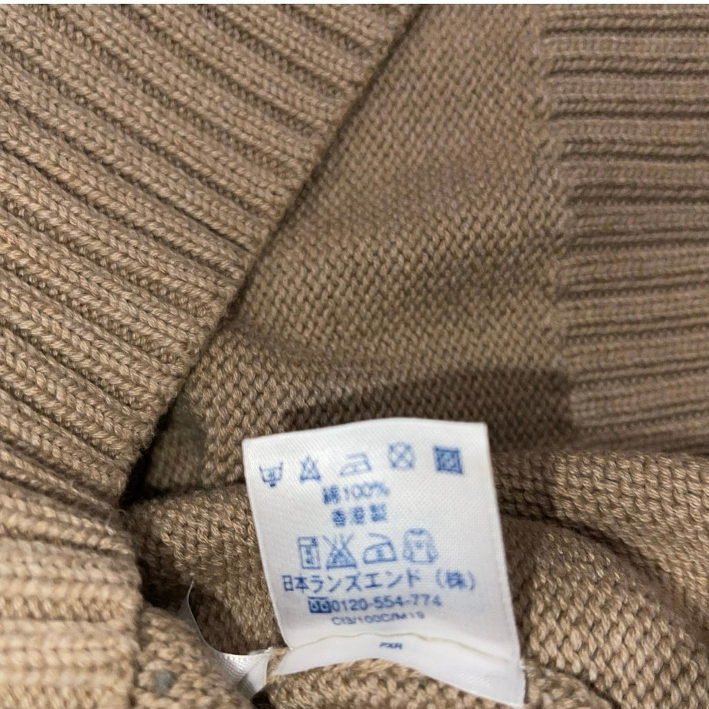Land's End Classic Crewneck Cotton Knit Sweater Tan Beige Size Large