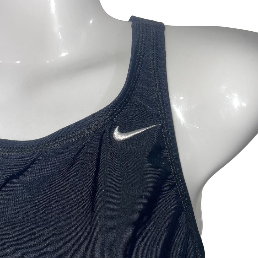 Nike Swoosh Logo Black One Piece Swimsuit Size 6 Athletic Fitness Swimming