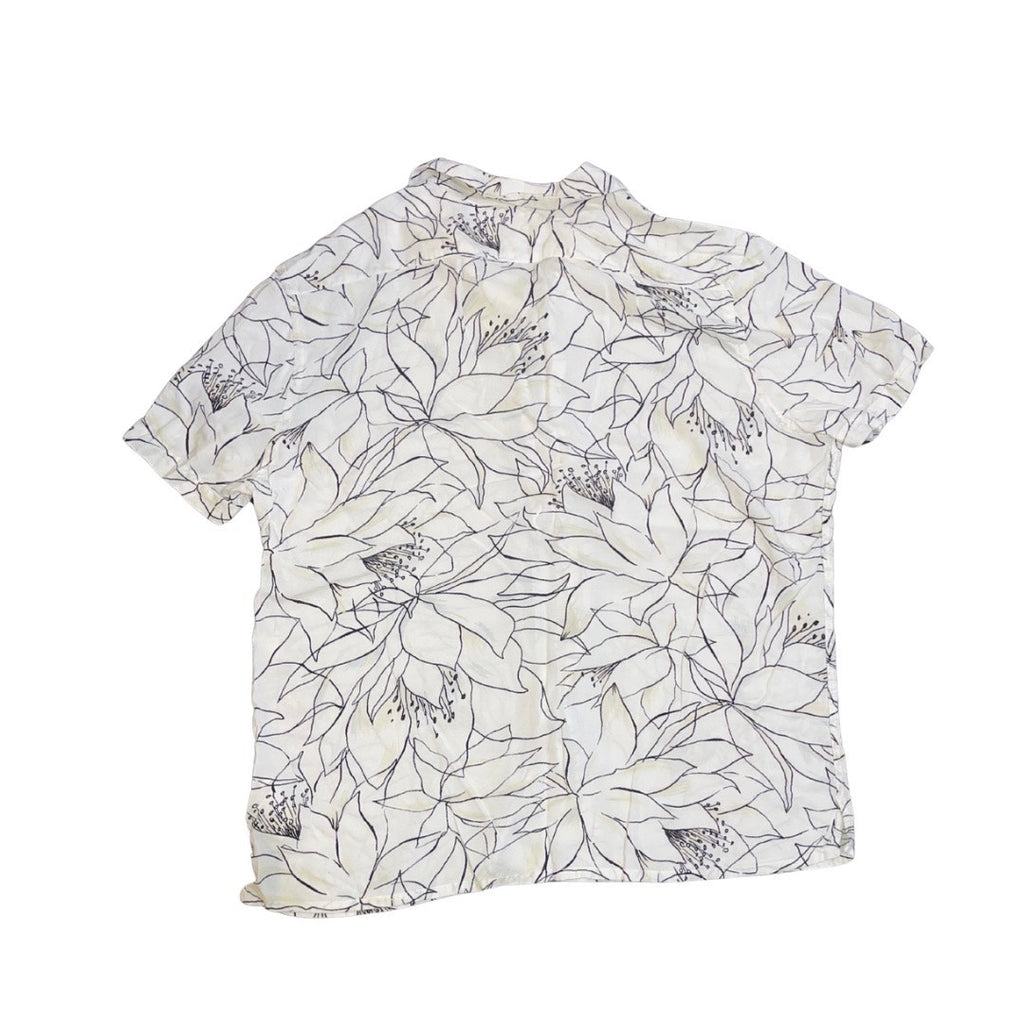 Express Mens Slim Tropical Floral Stretch Dress Shirt Size Large Vacation Cotton