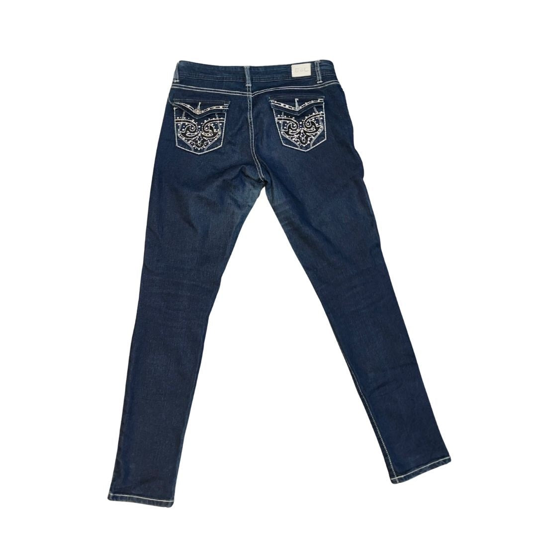 E Line Skinny Womens Jeans Pants Rhinestone Pockets Size 11 Y2K