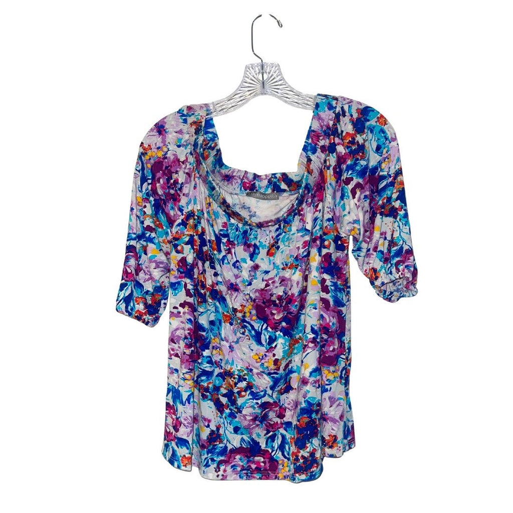 Loveappella Castania Floral Multicolor Off the Shoulder Blouse SZ Medium Spring