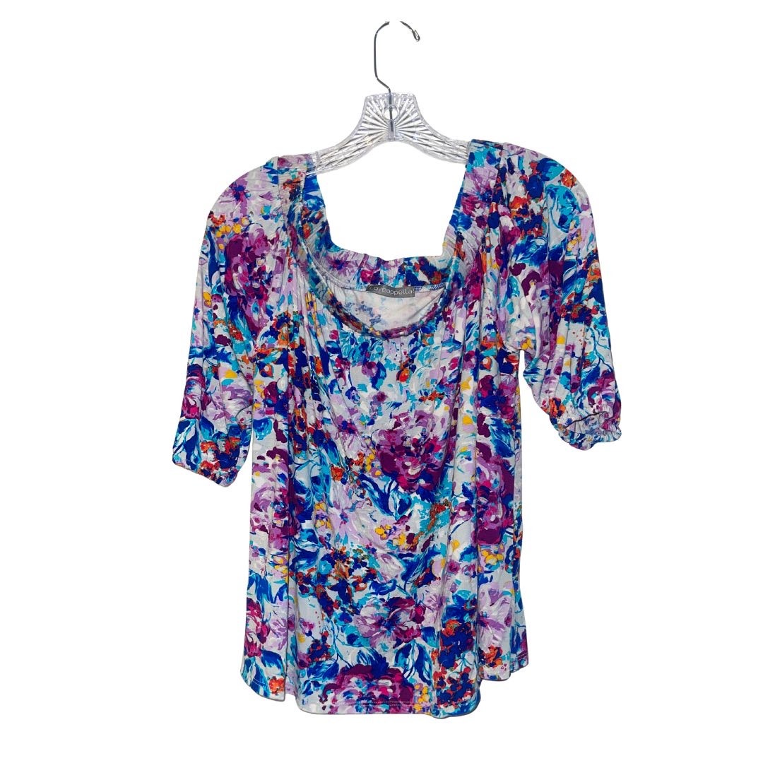 Loveappella Castania Floral Multicolor Off the Shoulder Blouse SZ Medium Spring