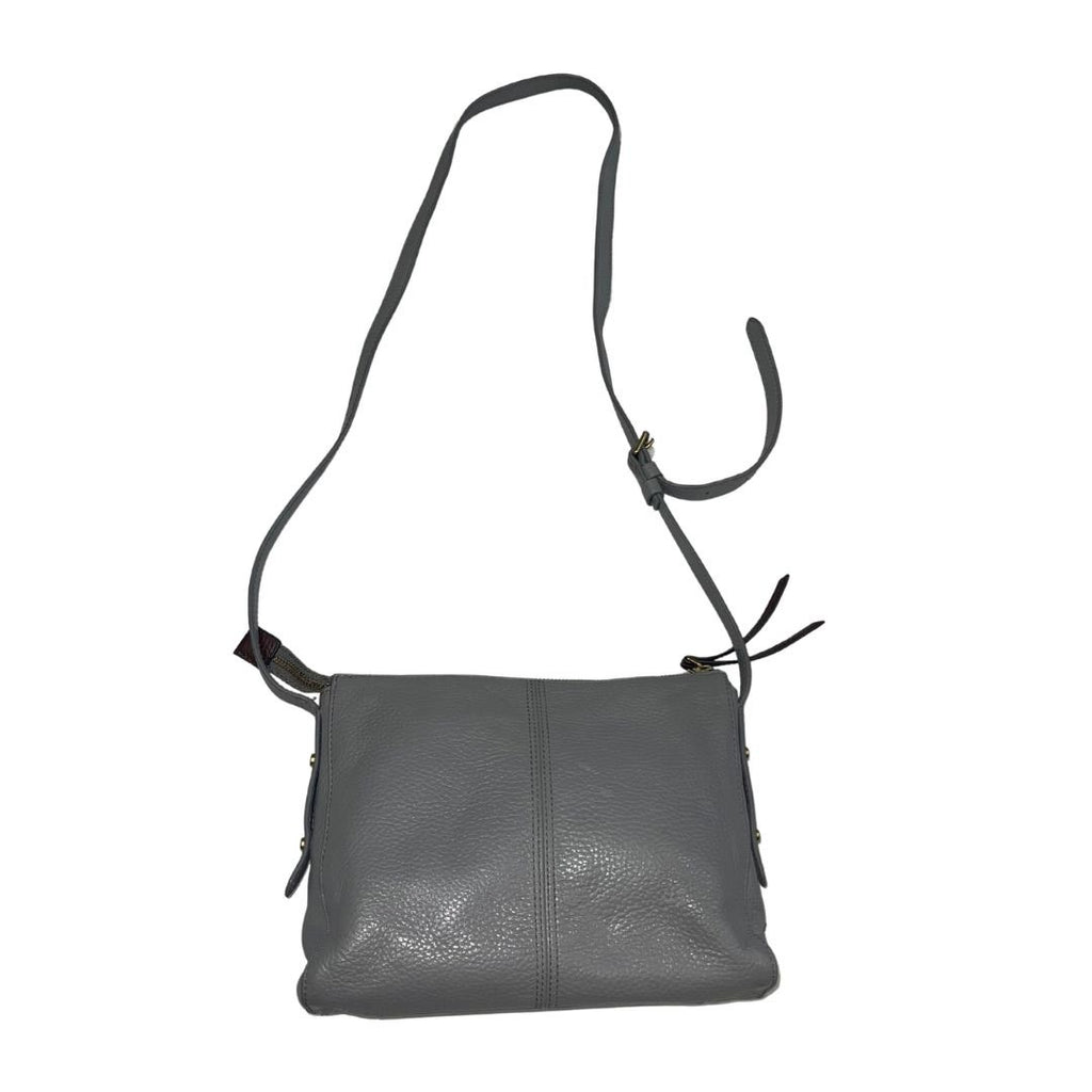 Fossil Jenna Top Zip Gray Pebbled Leather Crossbody Handbag Purse