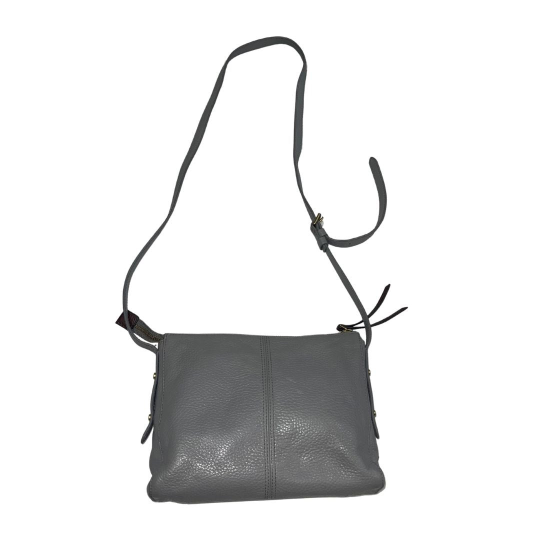 Fossil Jenna Top Zip Gray Pebbled Leather Crossbody Handbag Purse