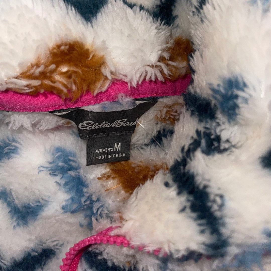 Eddie Bauer Women's Midweight Plush Quarter zip fleece Pullover Aztec design