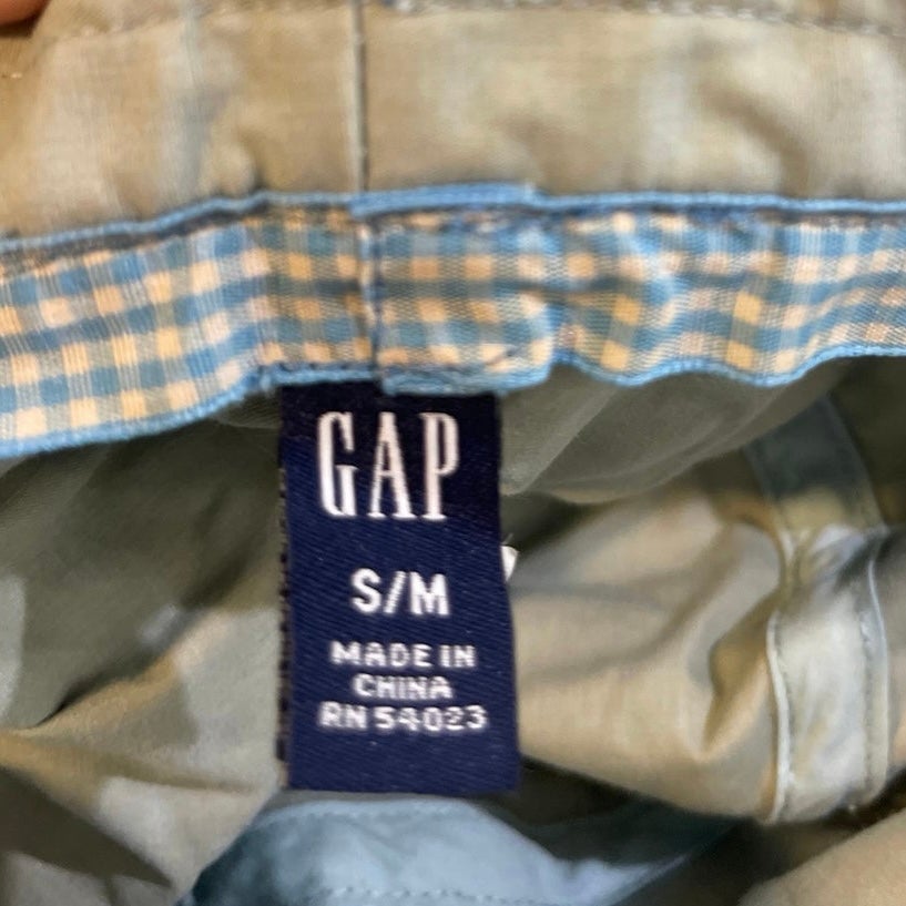 GAP Blue Classic Mid Length Trench Coat SZ L with Bucket Hat VTG Y2K Minimalist