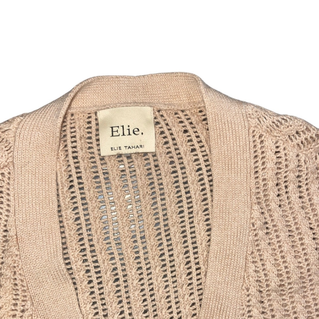 Elie Tahari Wool Cotton Blend Open Knit Cardigan Sweater Size Small