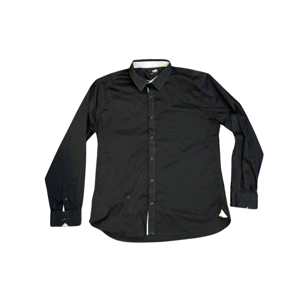 GBG Los Angeles Button up Mens Long Sleeve Black Shirt business casual Size XL