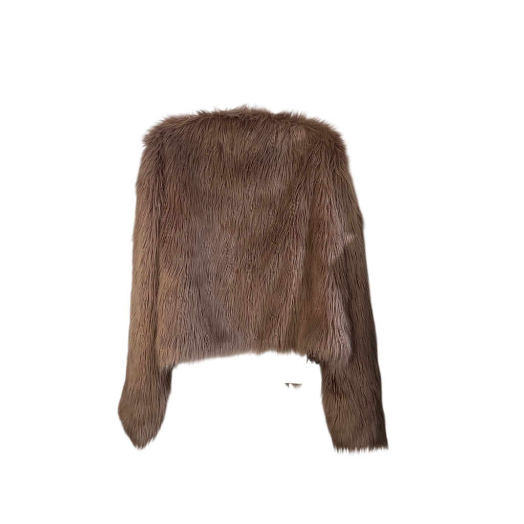 Forever 21 Cropped Boxy Faux Fur Open Front Jacket SZ 2X Shaggy Plush Fluffy