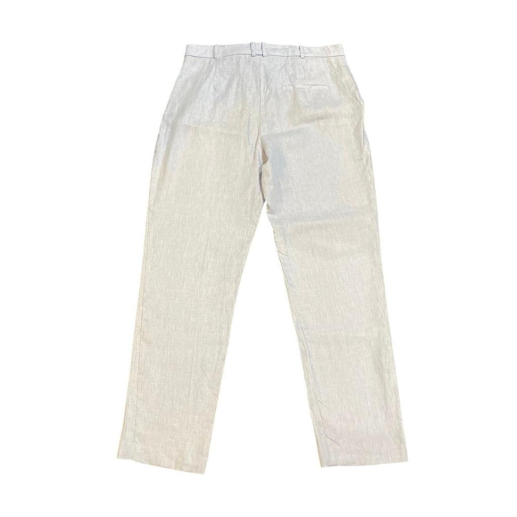 Mango MNG Blue Linen Straight Linen Trouser Pants Size 10 Belt Loop Lightweight