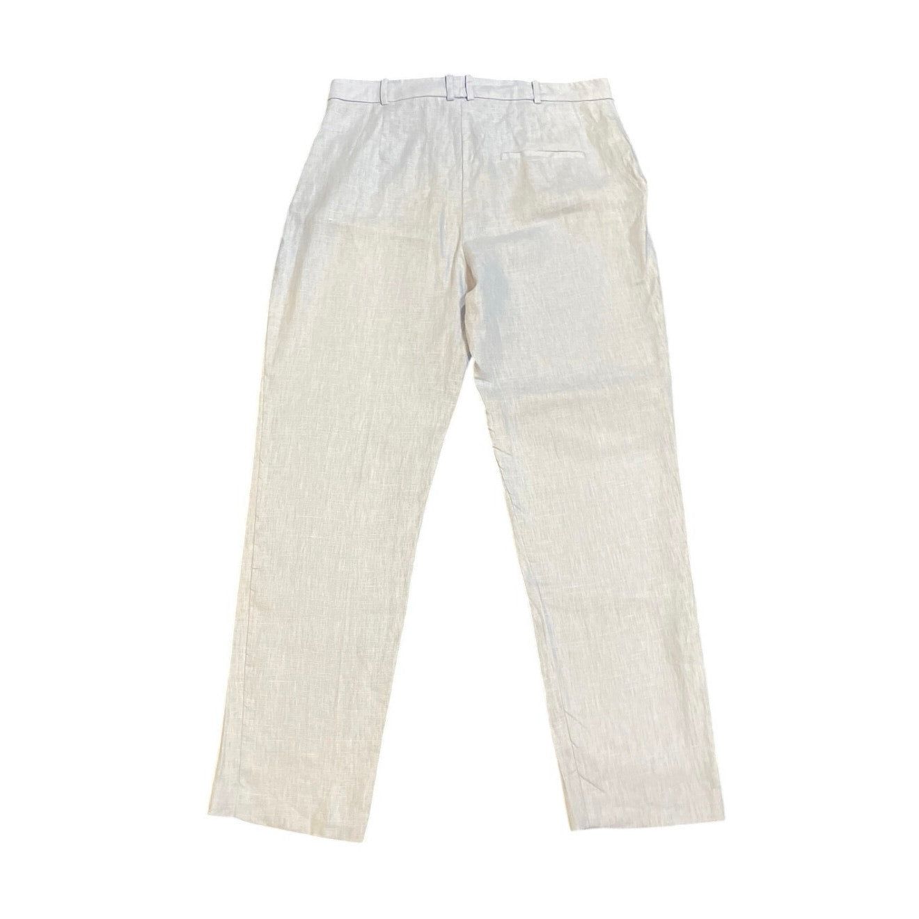 Mango MNG Blue Linen Straight Linen Trouser Pants Size 10 Belt Loop Lightweight