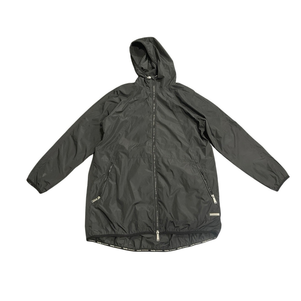 Calvin Klein Performance Hooded Long Lightweight Windbreaker Jacket SZ L Outdoor