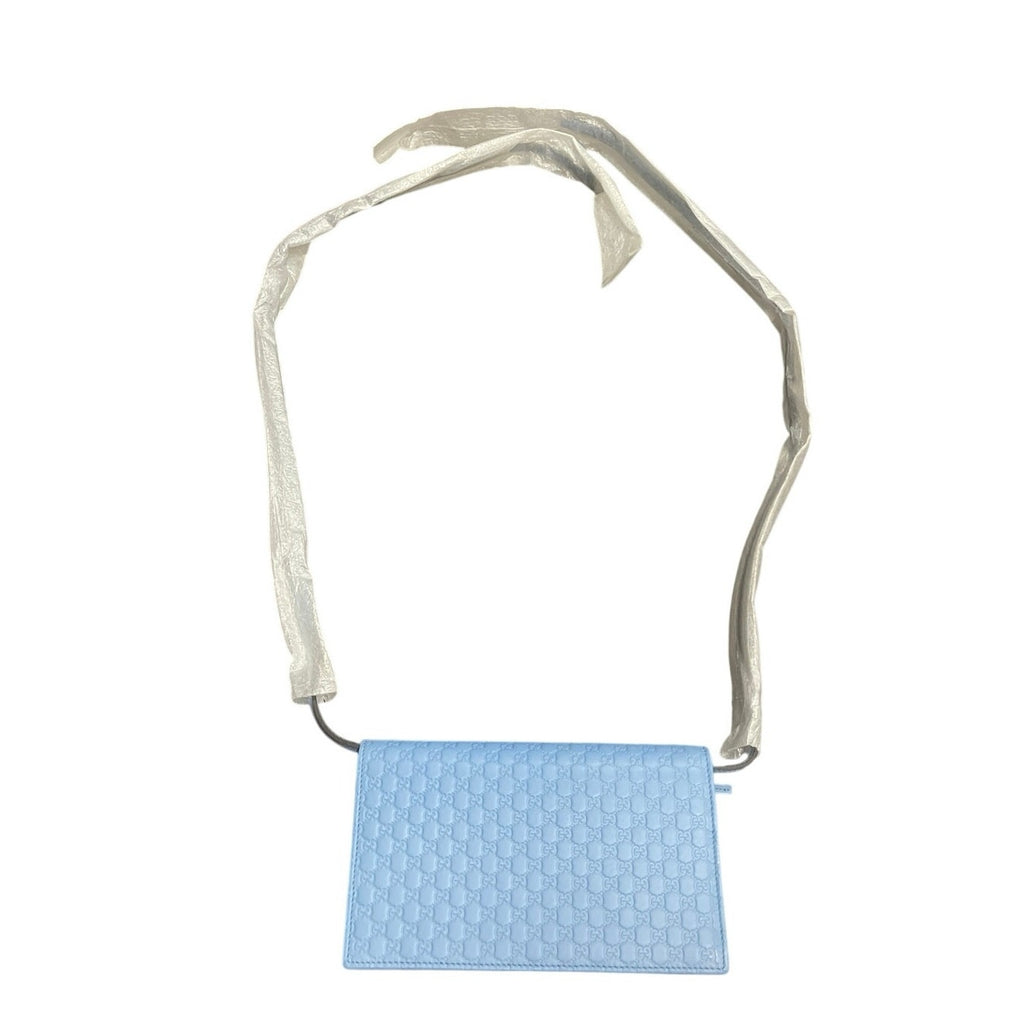 Gucci Blue Micro Guccissima GG Embossed Crossbody Wallet Purse NWT Model #466507