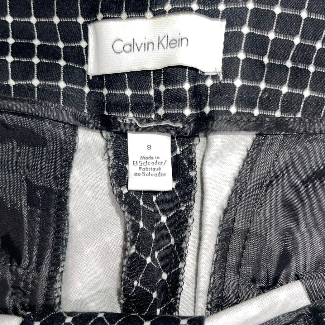 Calvin Klein Women Dress Pants Geometric Print Stretch Slim Leg Trousers Size 8