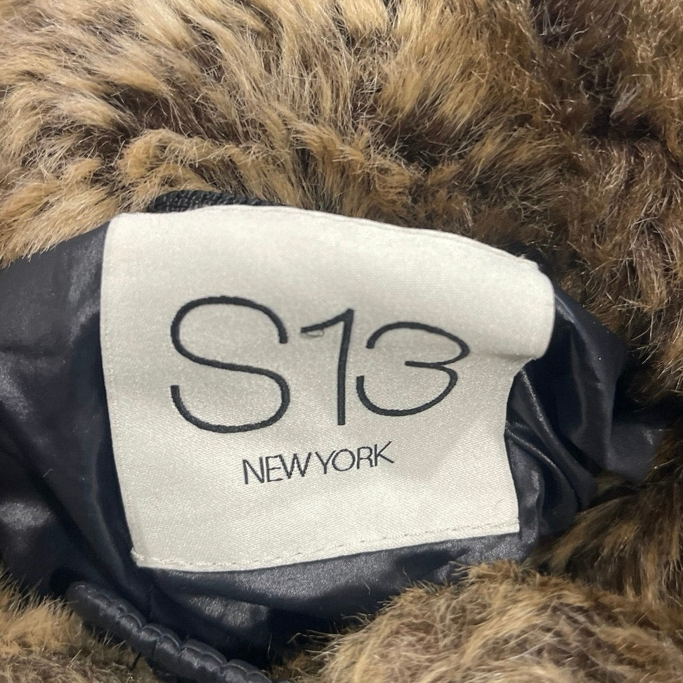 S13 Chelsea Faux Fur Trim Hooded Quilted Down Puffer Coat Jacket SZ S Winter