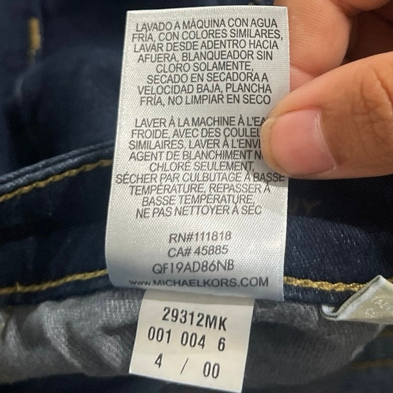Michael Kors Izzy Skinny Dark Blue Wash Denim Jeans SZ 4 Casual Chic Streetwear