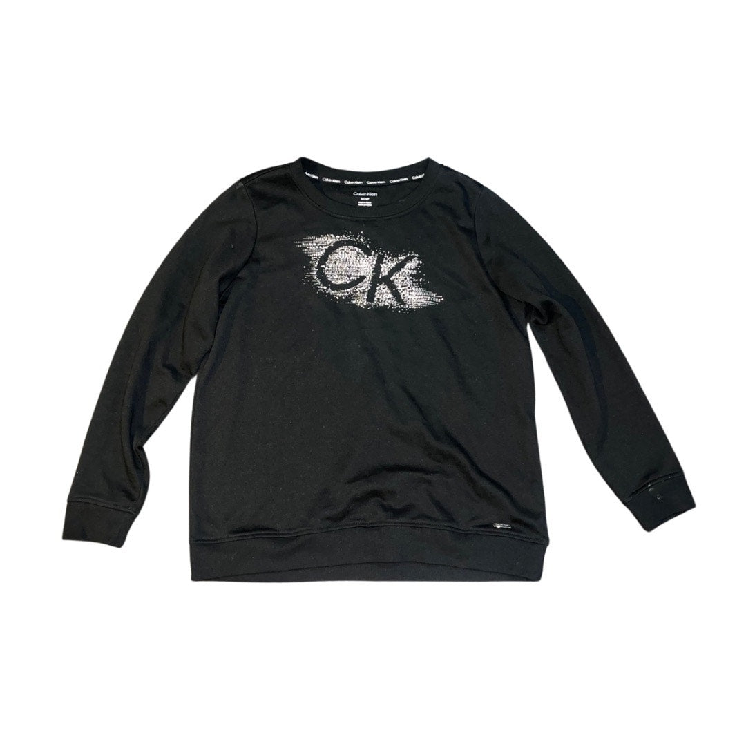 Calvin Klein Black Sparkle gem CK logo Long Sleeve Top Size Small