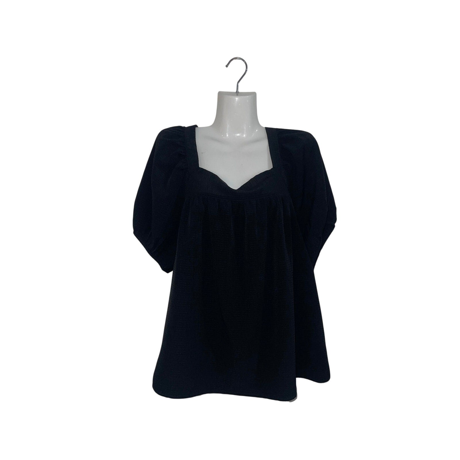 Madewell Seersucker Top Puff Sleeves Tie Back Size XL Flattering Flirty Flowy
