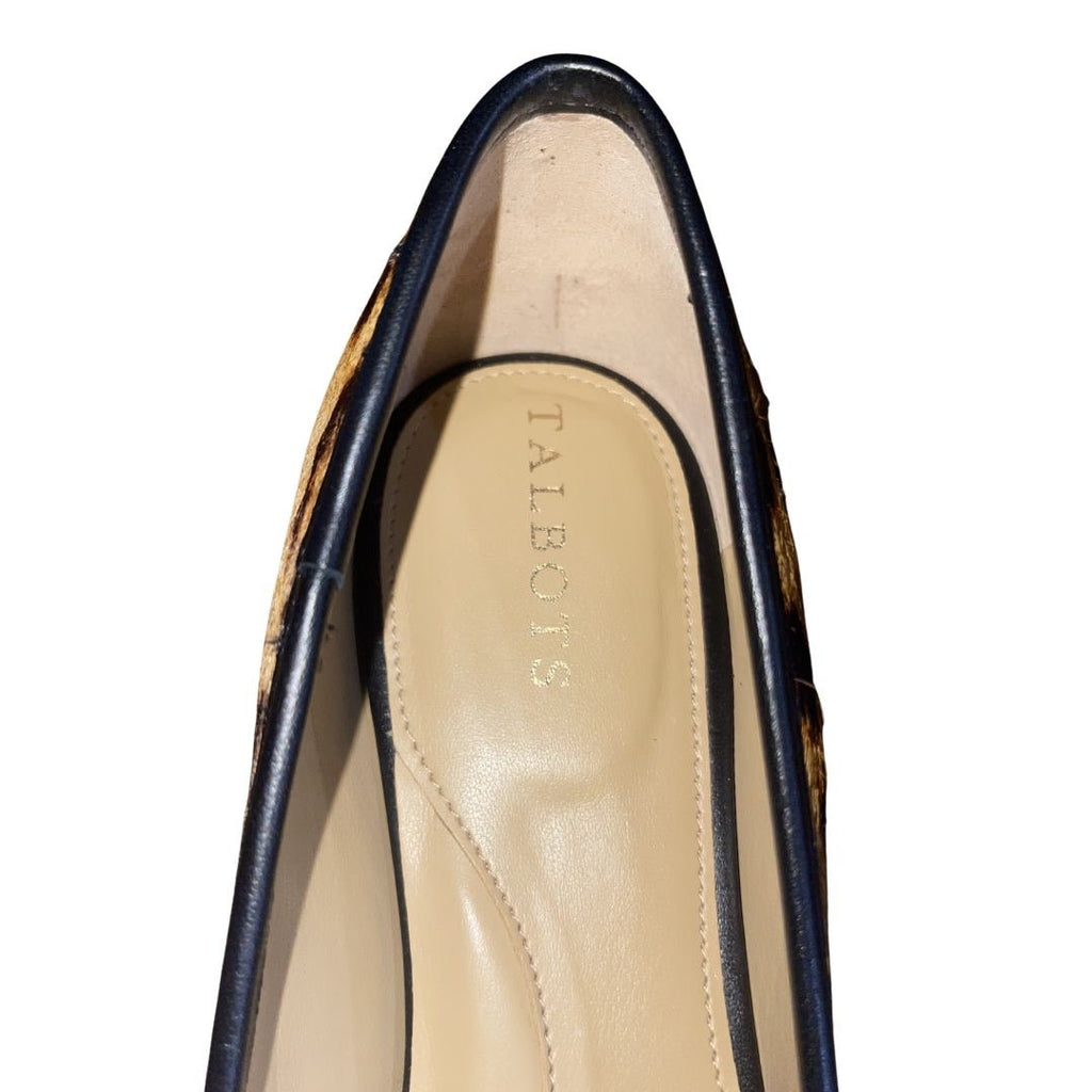 Talbots Blair Leopard Cap Toe Ballet Flats Shoes 100% Calf Hair 8.5 NWB