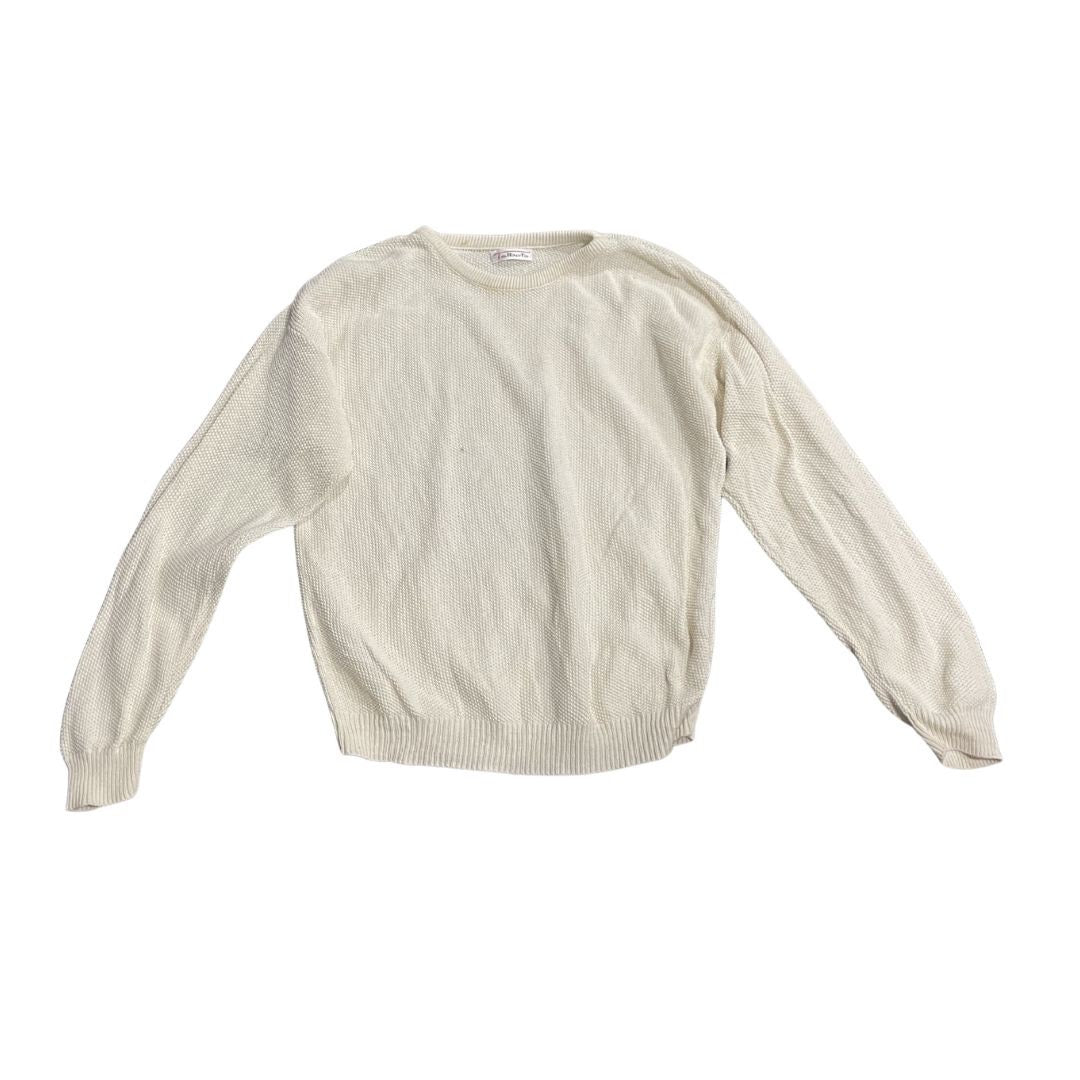 Talbots Vintage Crewneck Wafle Knit Sweater Relaxed Fit Staple Minimalist Cotton