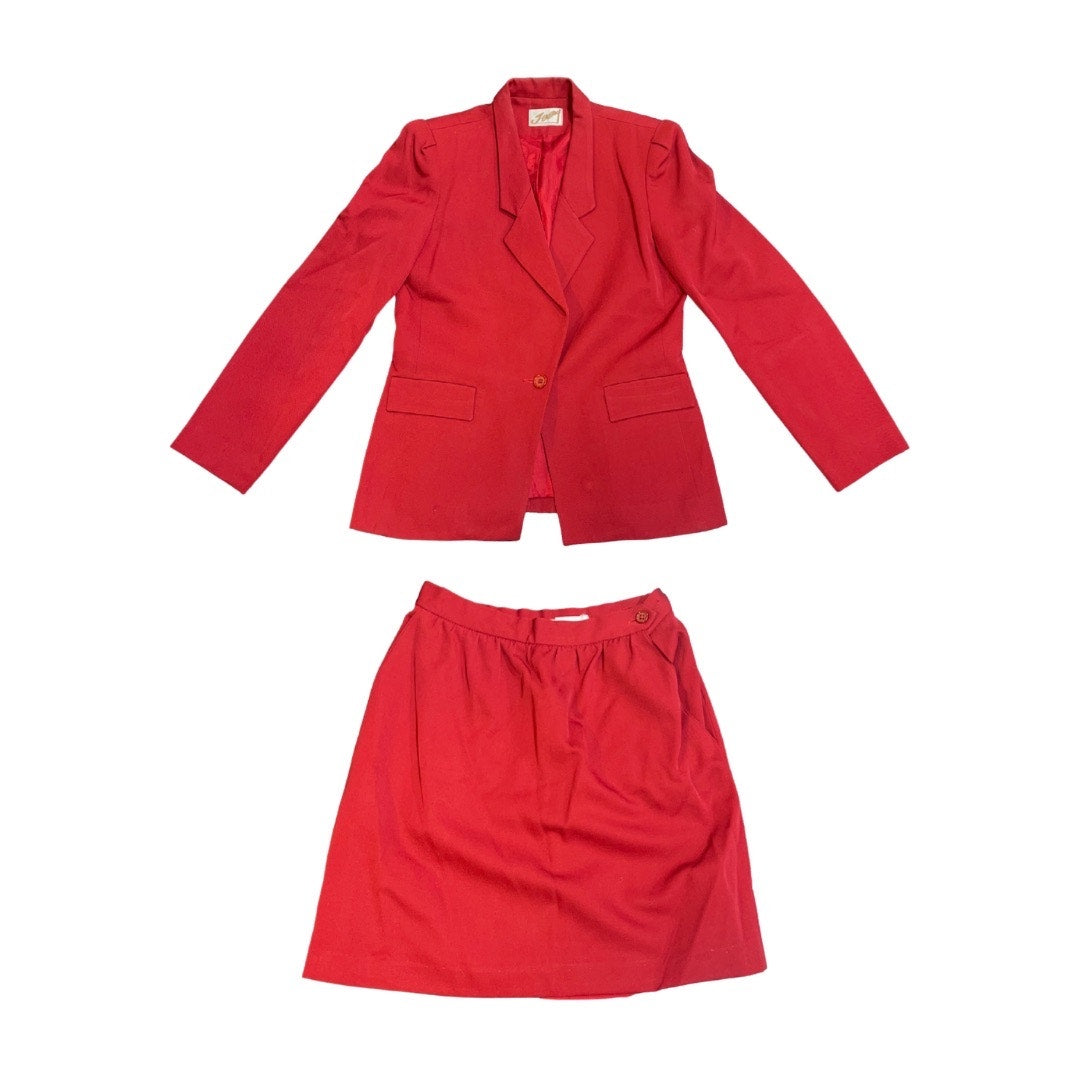 Jeremy By Collegian Sportswear Suit Skirt Blazer Size 2 100% Wool Career Office