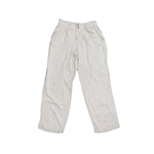 Briggs Womens Pants  Elastic Waist Straight Leg Pull on Linen Blend Size Medium