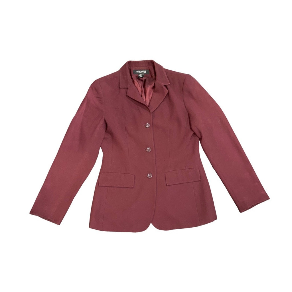 New York & Company Burgundy Blazer Size 4 Career Office Professional Chic Preppy