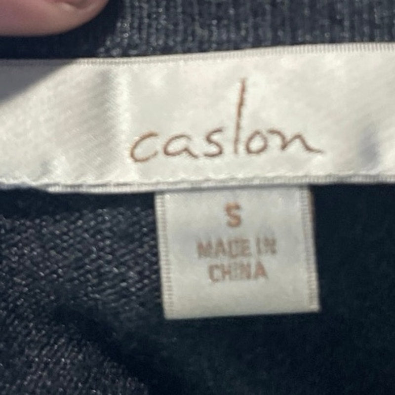 Caslon Silk Cashmere Charcoal Grey Button Front V-Neck Cardigan Sweater SZ S