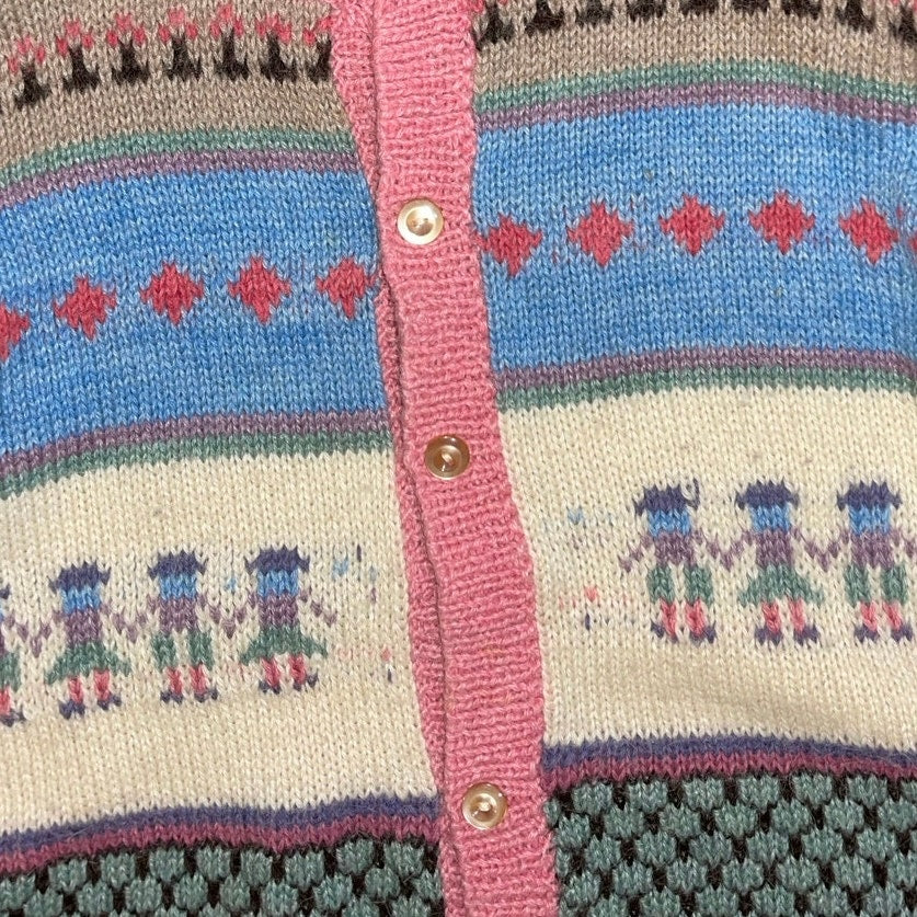 90s Knit Button up Cardigan Sweater Size Large Grandma Core Whimsical Winter