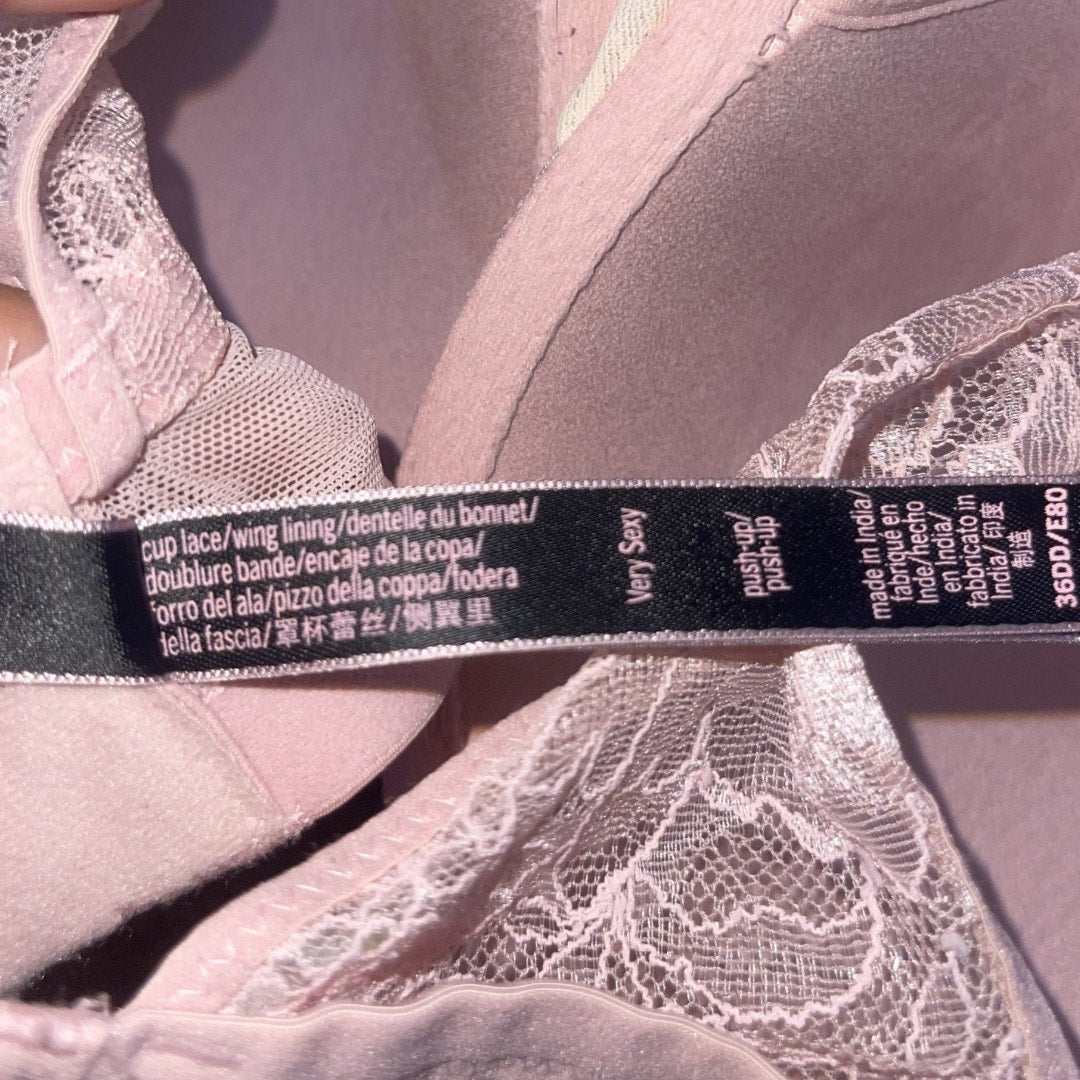 Victoria Secret Blush Pink Very Sexy Push up Lace Bra 36DD Intimates Loungewear