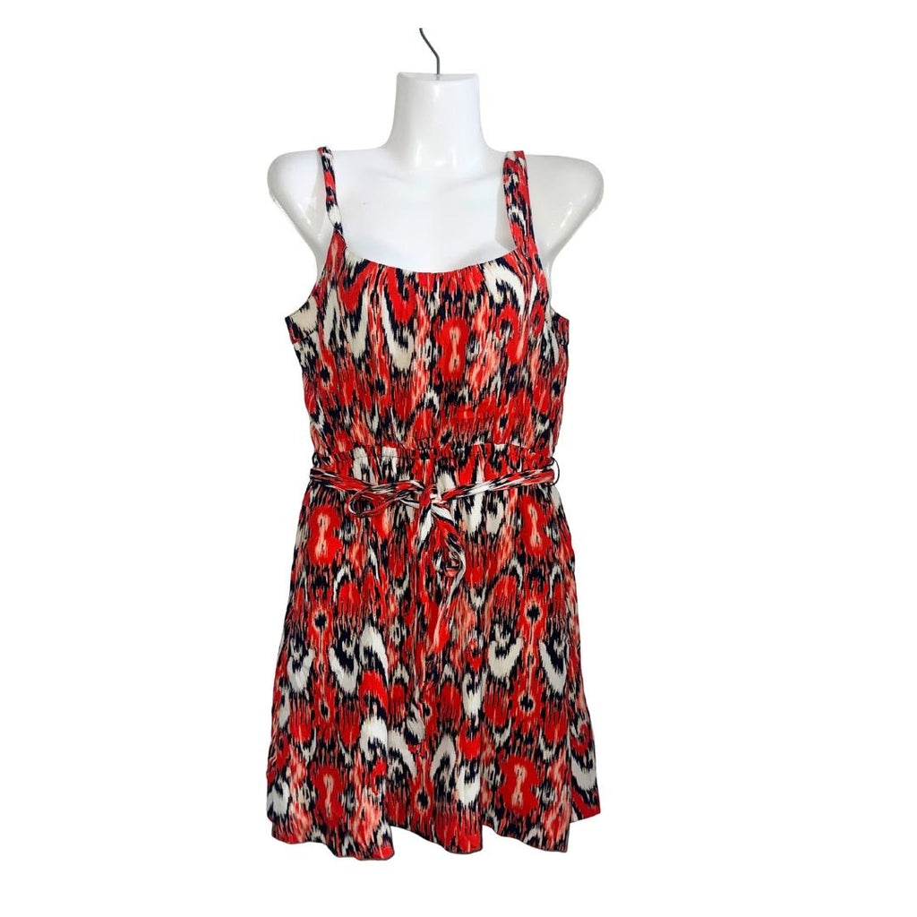 Banana Republic Abstract Belted Sleeveless Mini Lined Dress 4P Artsy Boho Chic