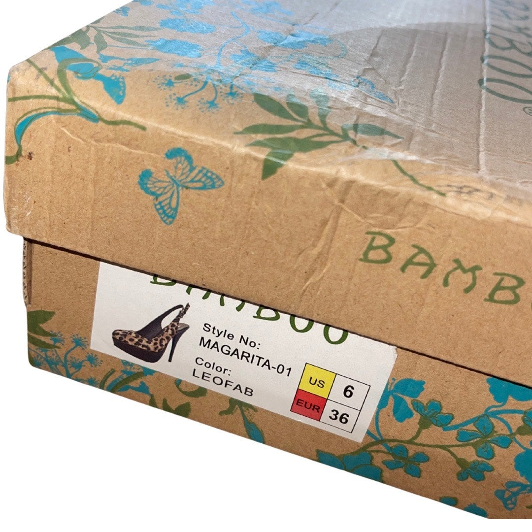 Bamboo Margarita Leopard Cheetah Slingback Heel Platform Pumps Size 6 Stiletto