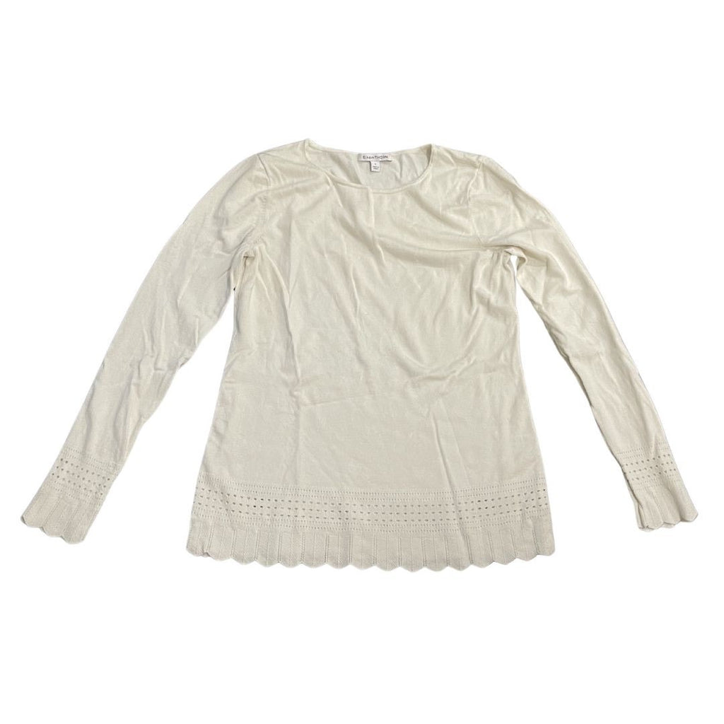 41 Hawthorn Crew Neck Pull Over Cream Sweater Eyelid Hem SZ Medium Casual Preppy